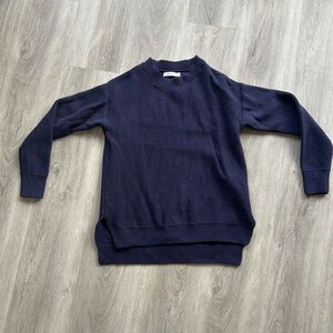 Reitmans Blue Crewneck Sweater with Ribbed Details
